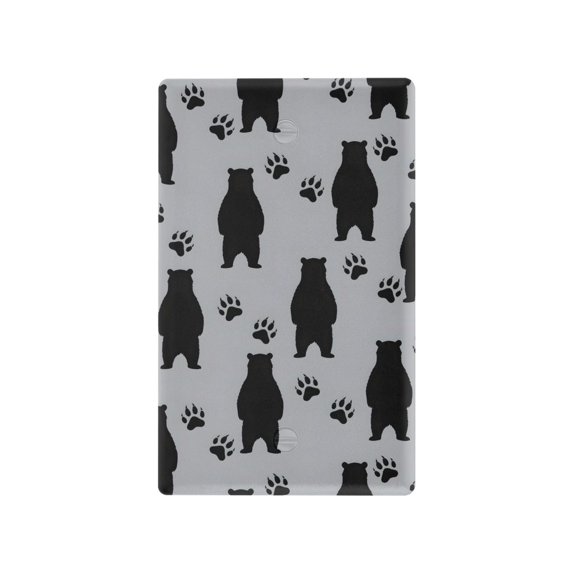 Yayeee Blank Wall Plate Cover 1-Gang 4.5"x2.7" Home Unused Decorative Outlet, Cartoon Bear Paws Pattern