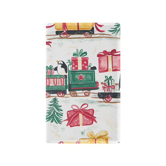 Yayeee Blank Wall Plate Cover 1-Gang 4.5"x2.7" Home Unused Decorative Outlet, Christmas Train