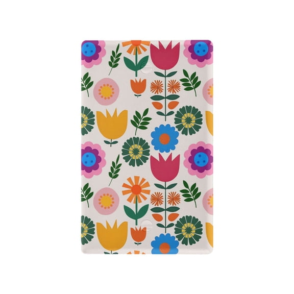 Yayeee Blank Wall Plate Cover 1-Gang 4.5"x2.7" Home Unused Decorative Outlet, Colorful Abstract Flowers