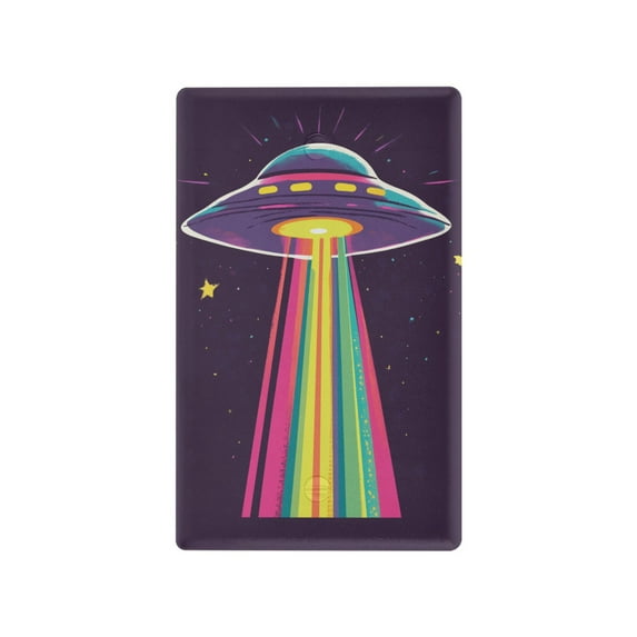 Yayeee Blank Wall Plate Cover 1-Gang 4.5"x2.7" Home Unused Decorative Outlet, Colorful UFO