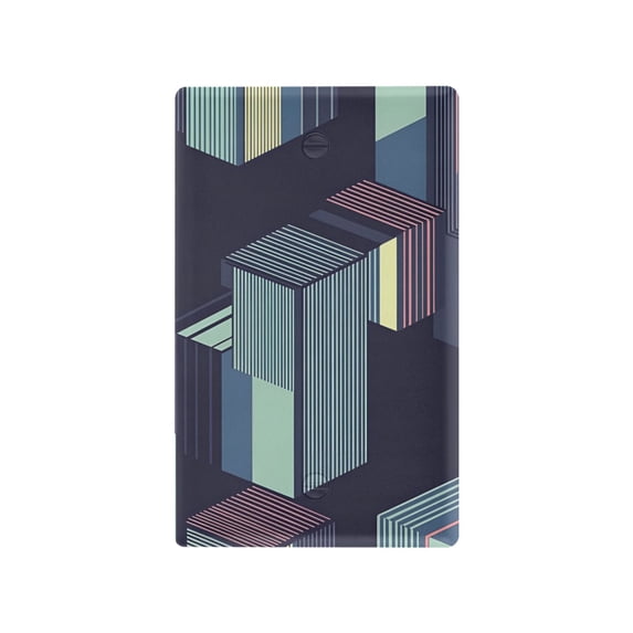 Yayeee Blank Wall Plate Cover 1-Gang 4.5"x2.7" Home Unused Decorative Outlet, Cube Stripes