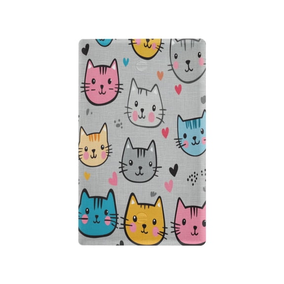 Yayeee Blank Wall Plate Cover 1-Gang 4.5"x2.7" Home Unused Decorative Outlet, Cute Cat Pattern