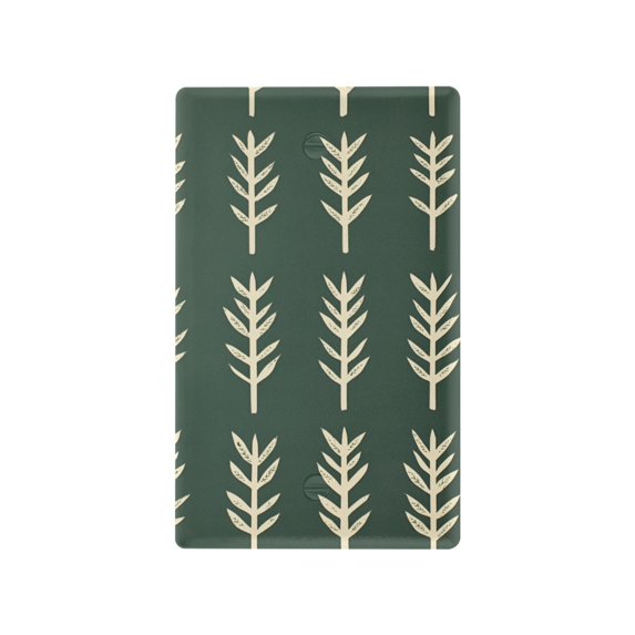 Yayeee Blank Wall Plate Cover 1-Gang 4.5"x2.7" Home Unused Decorative Outlet, Dark Green Leaves