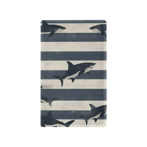 Yayeee Blank Wall Plate Cover 1-Gang 4.5"x2.7" Home Unused Decorative Outlet, Dark Sharks