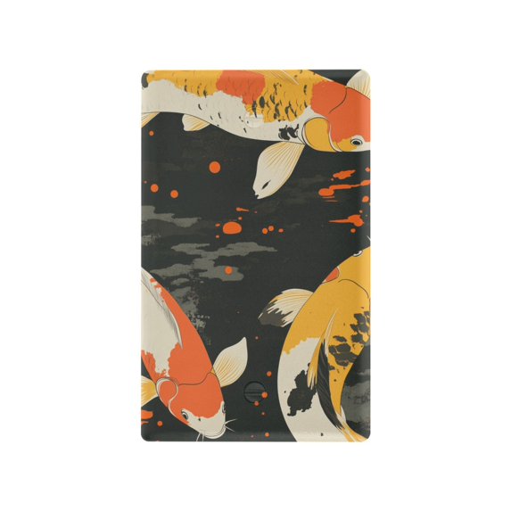 Yayeee Blank Wall Plate Cover 1-Gang 4.5"x2.7" Home Unused Decorative Outlet, Fish Pattern