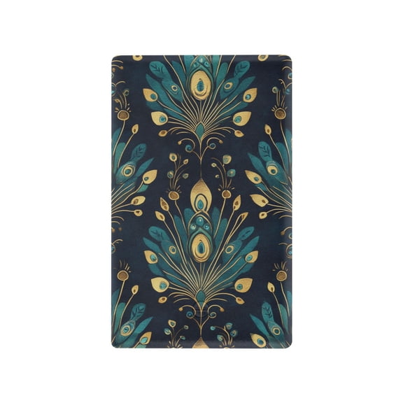 Yayeee Blank Wall Plate Cover 1-Gang 4.5"x2.7" Home Unused Decorative Outlet, Gold Peacock Pattern
