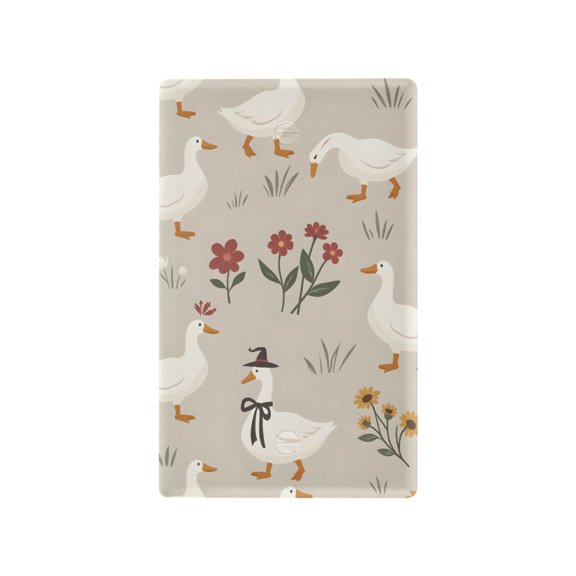 Yayeee Blank Wall Plate Cover 1-Gang 4.5"x2.7" Home Unused Decorative Outlet, Gray Cartoon Goose Pattern