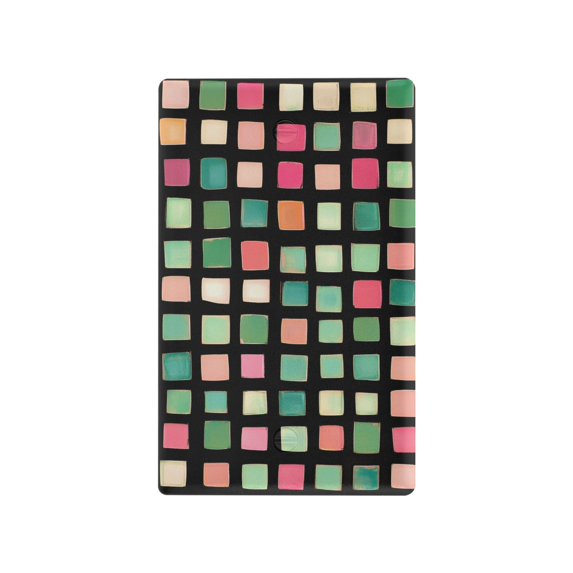 Yayeee Blank Wall Plate Cover 1-Gang 4.5"x2.7" Home Unused Decorative Outlet, Green Block Pattern