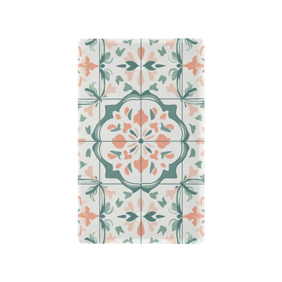 Yayeee Blank Wall Plate Cover 1-Gang 4.5"x2.7" Home Unused Decorative Outlet, Green Geometric Pattern
