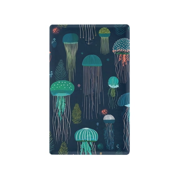 Yayeee Blank Wall Plate Cover 1-Gang 4.5"x2.7" Home Unused Decorative Outlet, Green Jellyfish Pattern