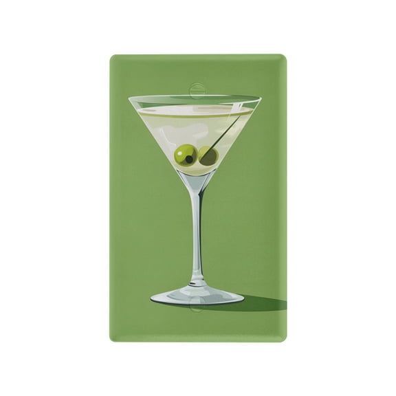 Yayeee Blank Wall Plate Cover 1-Gang 4.5"x2.7" Home Unused Decorative Outlet, Green Martini Glass