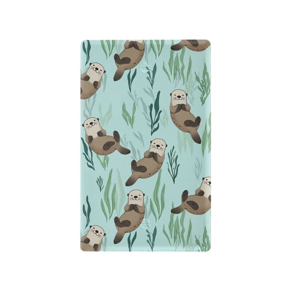 Yayeee Blank Wall Plate Cover 1-Gang 4.5"x2.7" Home Unused Decorative Outlet, Green Otters Pattern