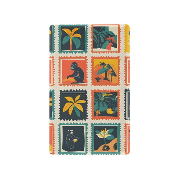 Yayeee Blank Wall Plate Cover 1-Gang 4.5"x2.7" Home Unused Decorative Outlet, Jungle Stamp