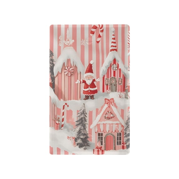 Yayeee Blank Wall Plate Cover 1-Gang 4.5"x2.7" Home Unused Decorative Outlet, Light Pink Gingerbread Houses