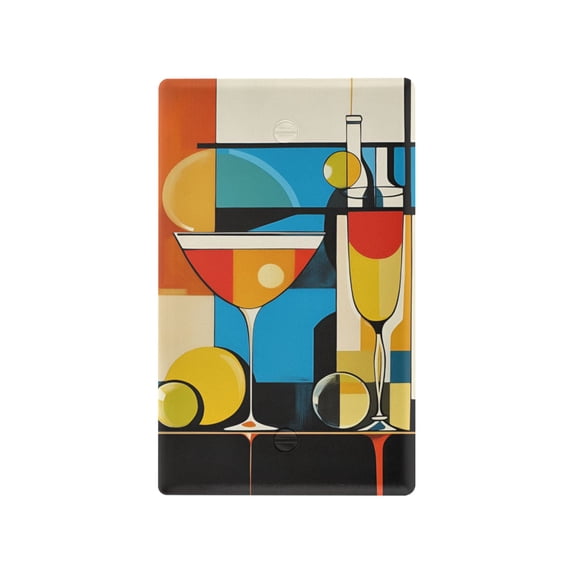 Yayeee Blank Wall Plate Cover 1-Gang 4.5"x2.7" Home Unused Decorative Outlet, Modern Cocktails