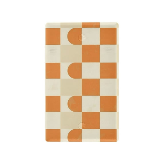 Yayeee Blank Wall Plate Cover 1-Gang 4.5"x2.7" Home Unused Decorative Outlet, Orange Checkered Pattern