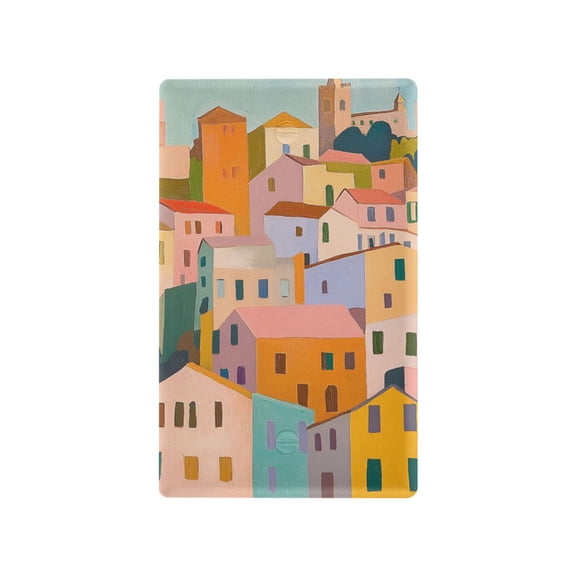 Yayeee Blank Wall Plate Cover 1-Gang 4.5"x2.7" Home Unused Decorative Outlet, Orange Cityscape Painting