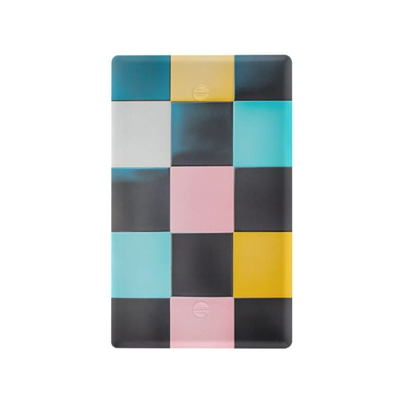 Yayeee Blank Wall Plate Cover 1-Gang 4.5"x2.7" Home Unused Decorative Outlet, Pink Checkered Pattern
