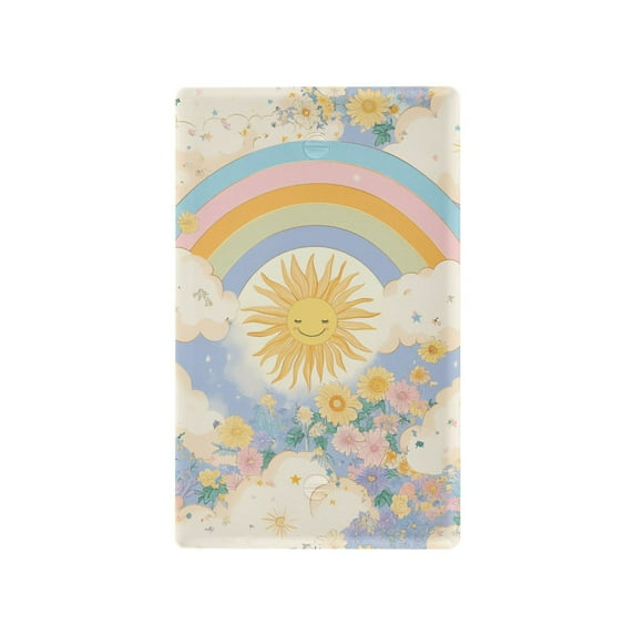 Yayeee Blank Wall Plate Cover 1-Gang 4.5"x2.7" Home Unused Decorative Outlet, Purple Rainbow Clouds