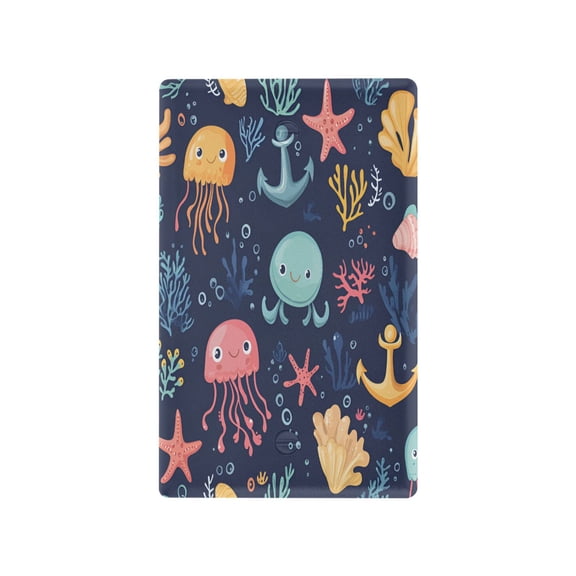 Yayeee Blank Wall Plate Cover 1-Gang 4.5"x2.7" Home Unused Decorative Outlet, Red Jellyfish