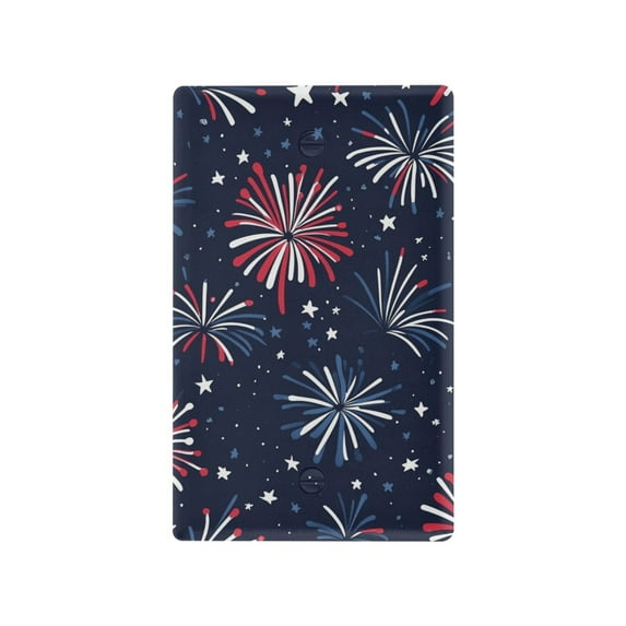 Yayeee Blank Wall Plate Cover 1-Gang 4.5"x2.7" Home Unused Decorative Outlet, Red and Blue Fireworks Pattern
