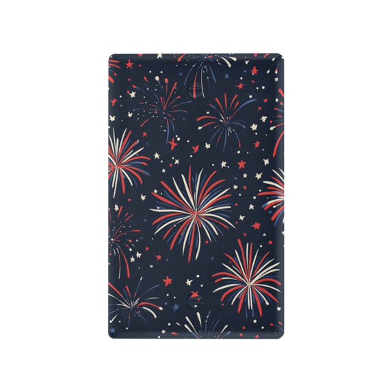 Yayeee Blank Wall Plate Cover 1-Gang 4.5"x2.7" Home Unused Decorative Outlet, Red and White Fireworks Pattern
