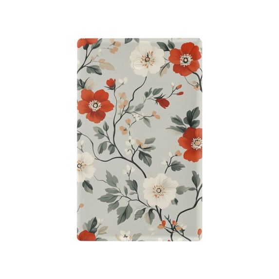 Yayeee Blank Wall Plate Cover 1-Gang 4.5"x2.7" Home Unused Decorative Outlet, Red and White Floral Pattern