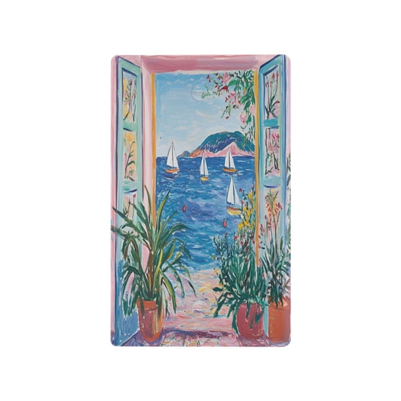 Yayeee Blank Wall Plate Cover 1-Gang 4.5"x2.7" Home Unused Decorative Outlet, Seaside Door