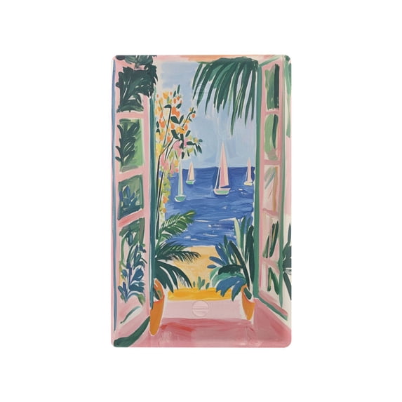 Yayeee Blank Wall Plate Cover 1-Gang 4.5"x2.7" Home Unused Decorative Outlet, Seaside Leaves