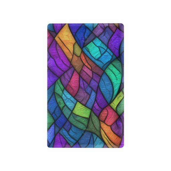 Yayeee Blank Wall Plate Cover 1-Gang 4.5"x2.7" Home Unused Decorative Outlet, Vibrant Stained Glass Pattern