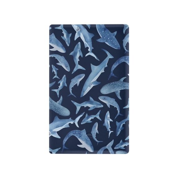 Yayeee Blank Wall Plate Cover 1-Gang 4.5"x2.7" Home Unused Decorative Outlet, Watercolor Shark Pattern