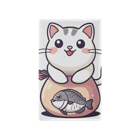 Yayeee Blank Wall Plate Cover 1-Gang 4.5"x2.7" Home Unused Decorative Outlet, White Cute Cat