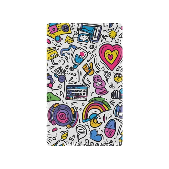 Yayeee Blank Wall Plate Cover 1-Gang 4.5"x2.7" Home Unused Decorative Outlet, White Doodle Pattern
