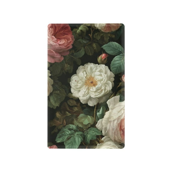 Yayeee Blank Wall Plate Cover 1-Gang 4.5"x2.7" Home Unused Decorative Outlet, White and Pink Roses