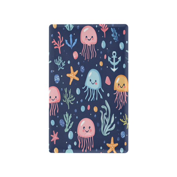 Yayeee Blank Wall Plate Cover 1-Gang 4.5"x2.7" Home Unused Decorative Outlet, Yellow Jellyfish