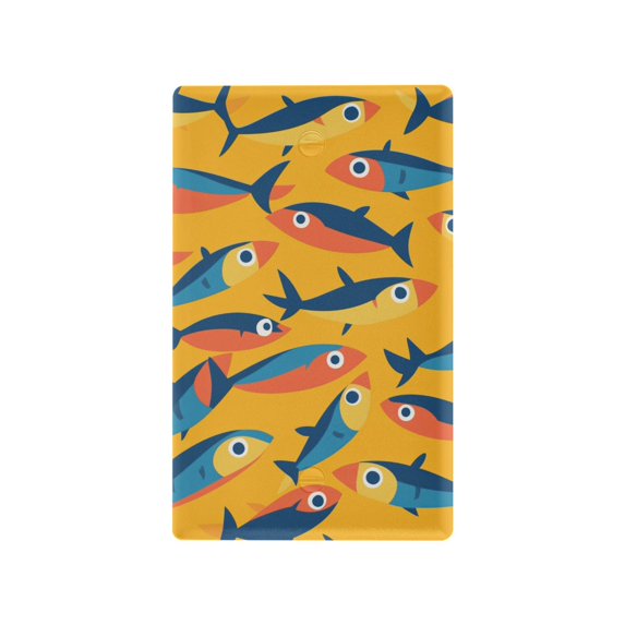 Yayeee Blank Wall Plate Cover 1-Gang 4.5"x2.7" Home Unused Decorative Outlet, Yellow Sardines Pattern