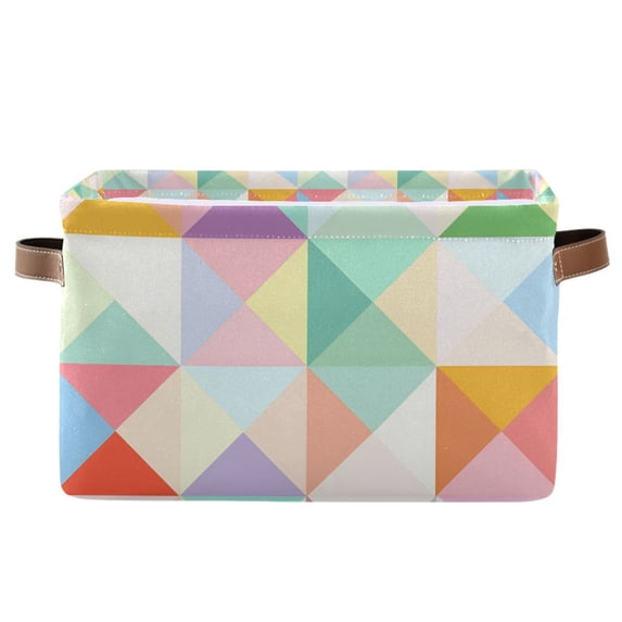 Yayeee Canvas Storage Basket with Handles for Shelves Fabric Bins Closet Organizer, Abstract Geometric