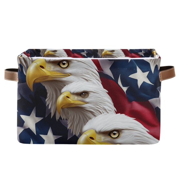 Yayeee Canvas Storage Basket with Handles for Shelves Fabric Bins Closet Organizer, American Eagle Pattern