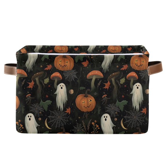 Yayeee Canvas Storage Basket with Handles for Shelves Fabric Bins Closet Organizer, Autumn Ghost Pattern
