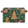 thumbnail image 1 of Yayeee Canvas Storage Basket with Handles for Shelves Fabric Bins Closet Organizer, Beige Christmas Gingerbread, 1 of 8