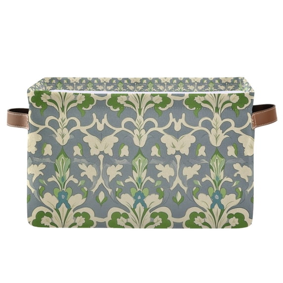 Yayeee Canvas Storage Basket with Handles for Shelves Fabric Bins Closet Organizer, Beige Floral