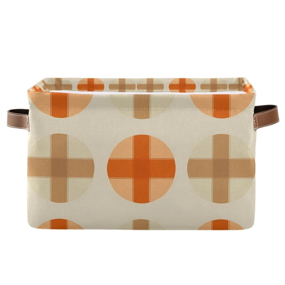 Yayeee Canvas Storage Basket with Handles for Shelves Fabric Bins Closet Organizer, Beige Geometric Pattern