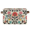 thumbnail image 1 of Yayeee Canvas Storage Basket with Handles for Shelves Fabric Bins Closet Organizer, Beige Red Floral, 1 of 8