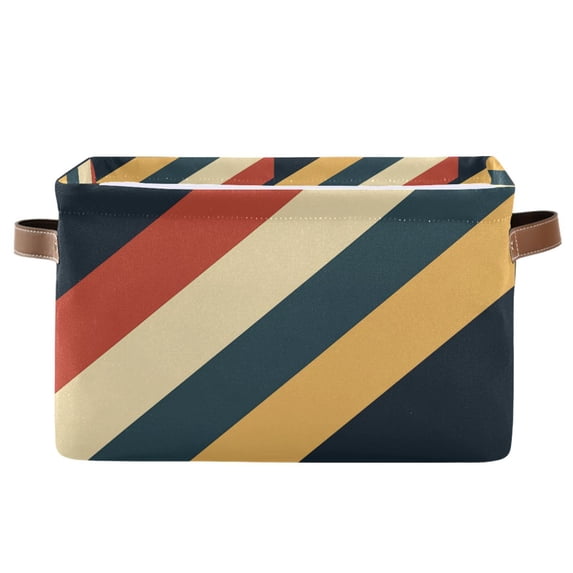 Yayeee Canvas Storage Basket with Handles for Shelves Fabric Bins Closet Organizer, Beige Stripes