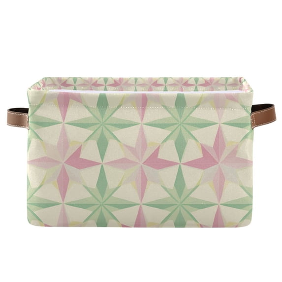 Yayeee Canvas Storage Basket with Handles for Shelves Fabric Bins Closet Organizer, Beige Symmetrical Stars