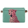 thumbnail image 1 of Yayeee Canvas Storage Basket with Handles for Shelves Fabric Bins Closet Organizer, Big Pink Cheetah, 1 of 8