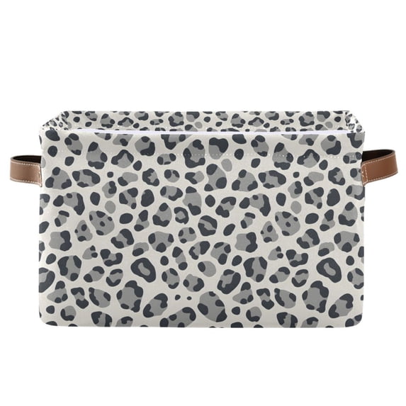 Yayeee Canvas Storage Basket with Handles for Shelves Fabric Bins Closet Organizer, Black Leopard Pattern