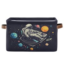 Yayeee Canvas Storage Basket with Handles for Shelves Fabric Bins Closet Organizer, Black Record