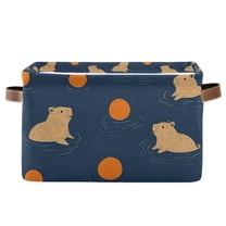 Yayeee Canvas Storage Basket with Handles for Shelves Fabric Bins Closet Organizer, Blue Capybaras