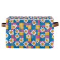 thumbnail image 1 of Yayeee Canvas Storage Basket with Handles for Shelves Fabric Bins Closet Organizer, Blue Checkered Daisy, 1 of 8
